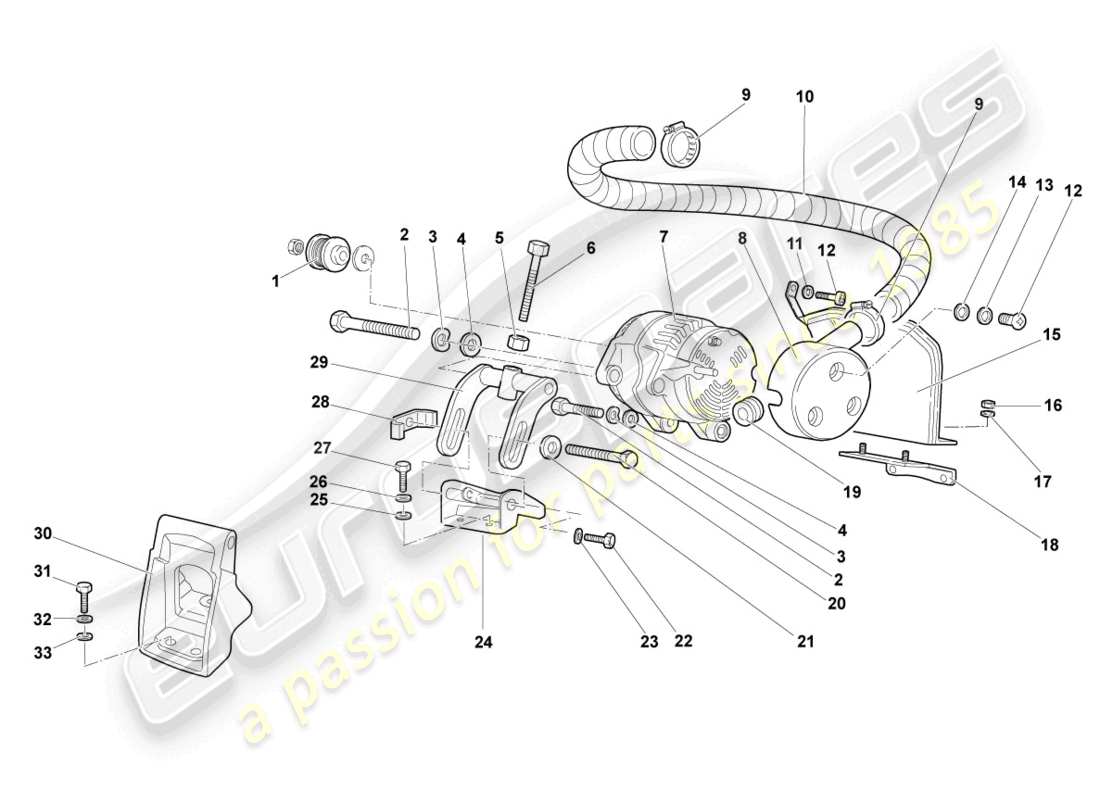 lamborghini murcielago coupe (2003) diagrama de piezas del alternador