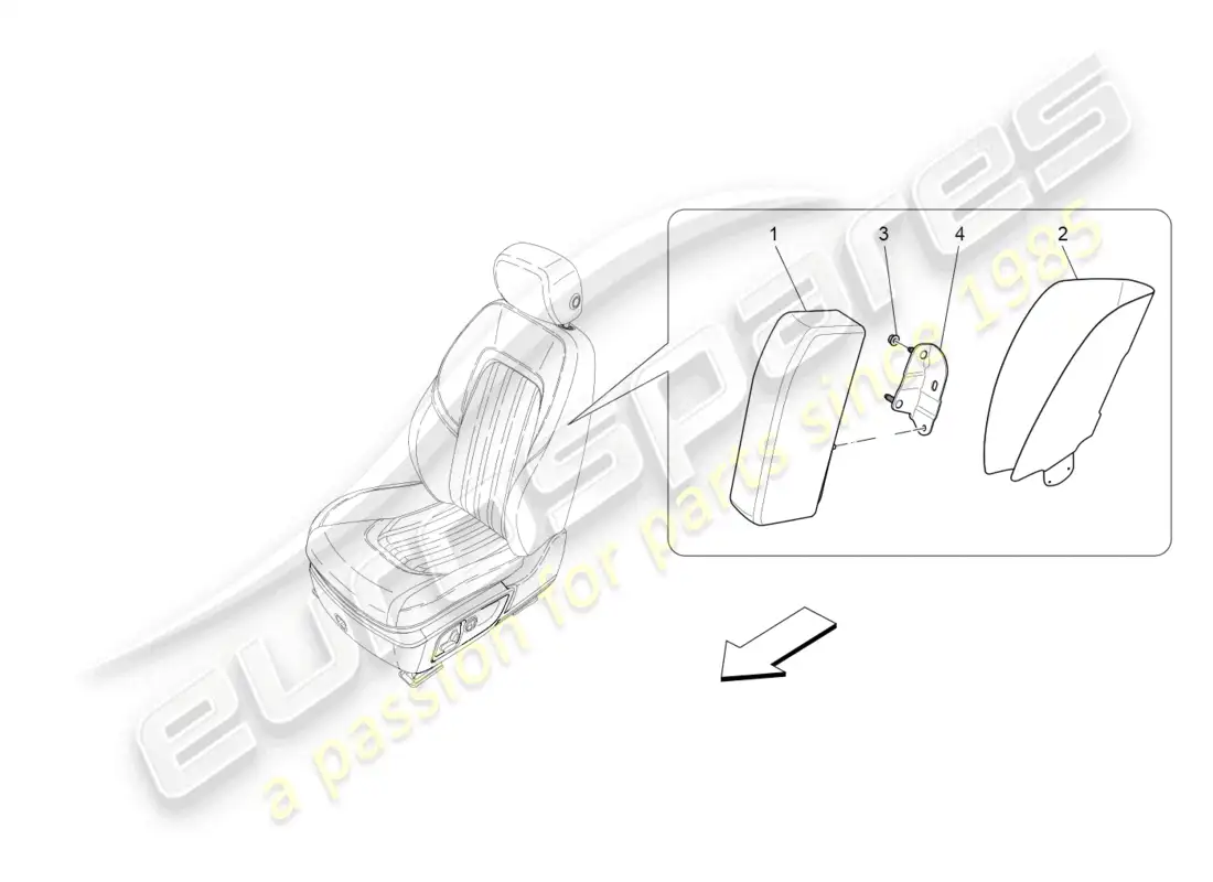 maserati levante tributo (2021) sistema de bolsas laterales delanteras diagrama de piezas