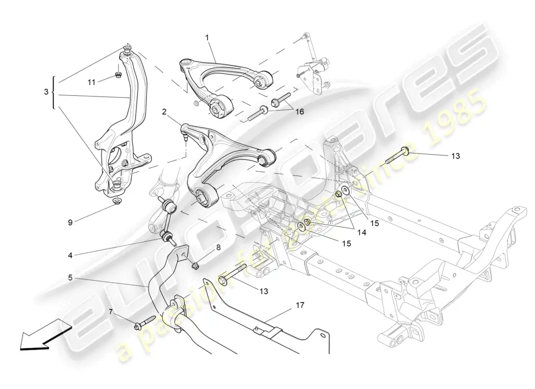 maserati levante tributo (2021) suspensión delantera diagrama de piezas