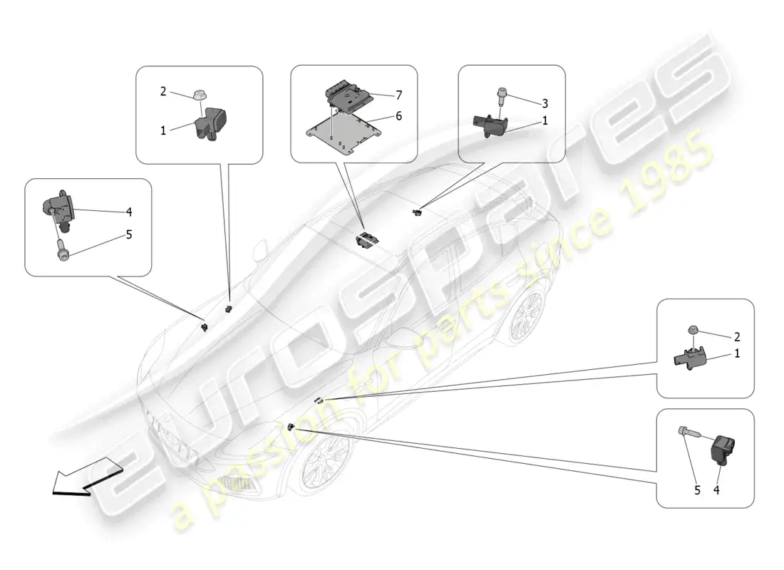 maserati grecale trofeo (2023) control electrónico (suspensión) diagrama de piezas
