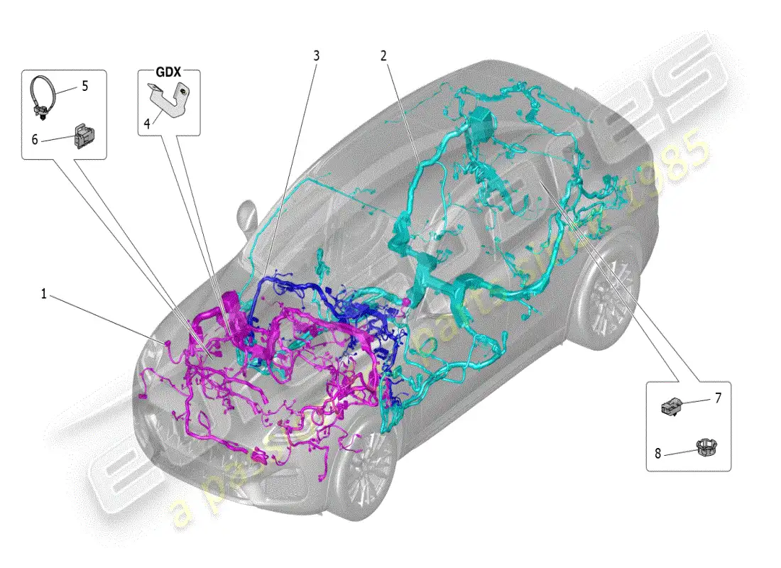 maserati grecale modena (2023) cableado principal diagrama de piezas