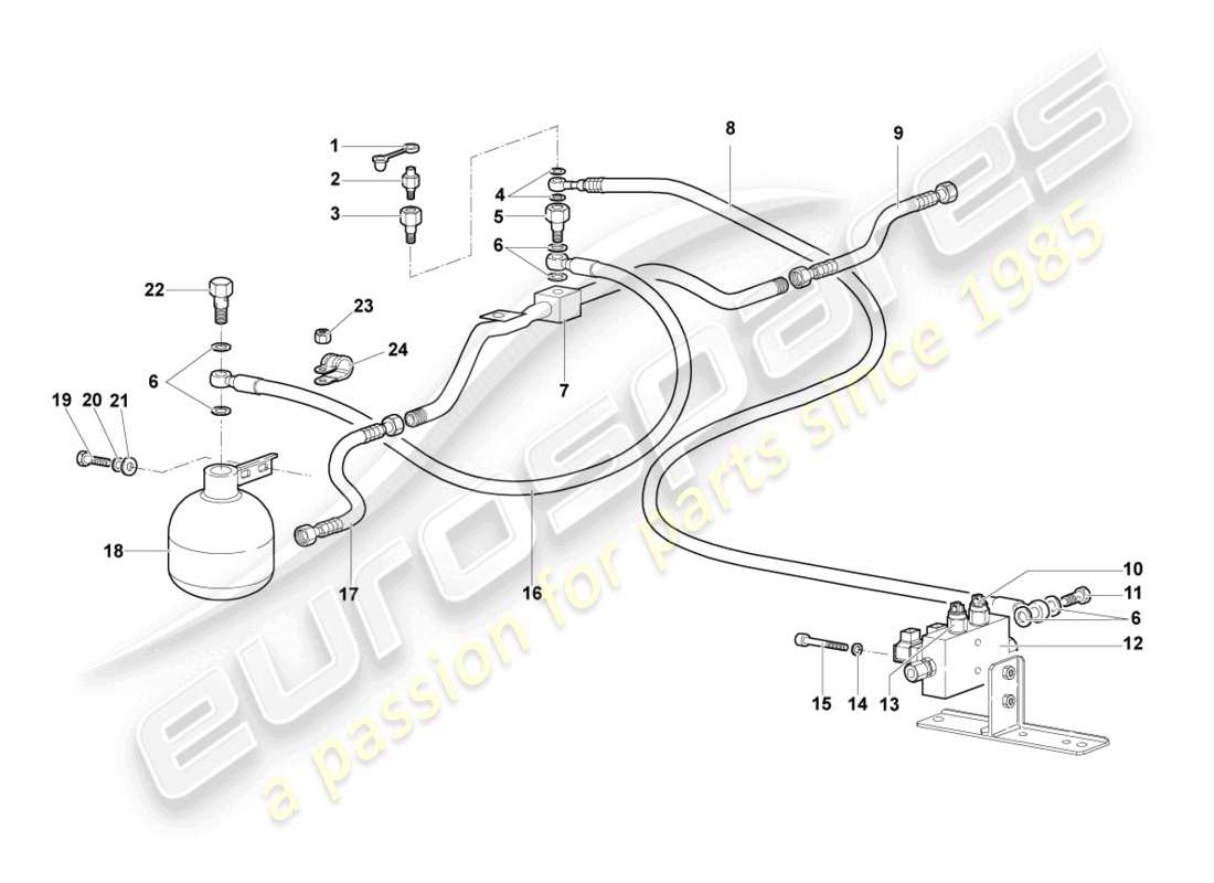 lamborghini murcielago coupe (2003) diagrama de piezas de hidráulica central