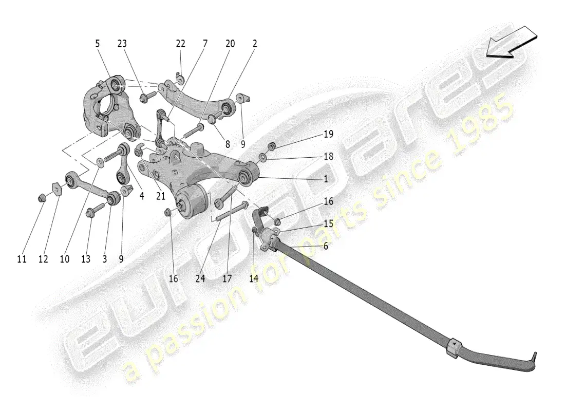 maserati grecale modena (2023) rear suspension diagrama de piezas