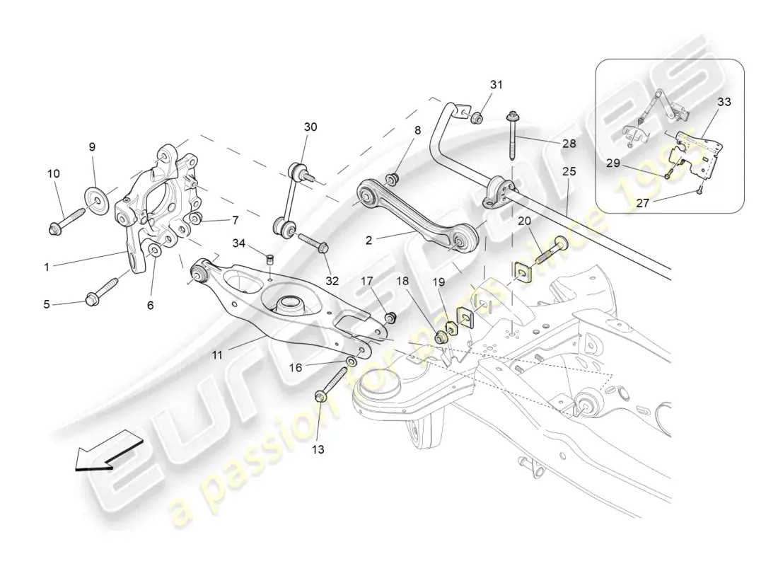 maserati ghibli (2016) rear suspension diagrama de piezas