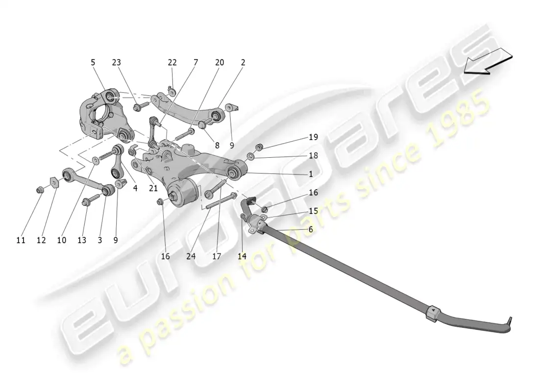 maserati grecale trofeo (2023) rear suspension diagrama de piezas