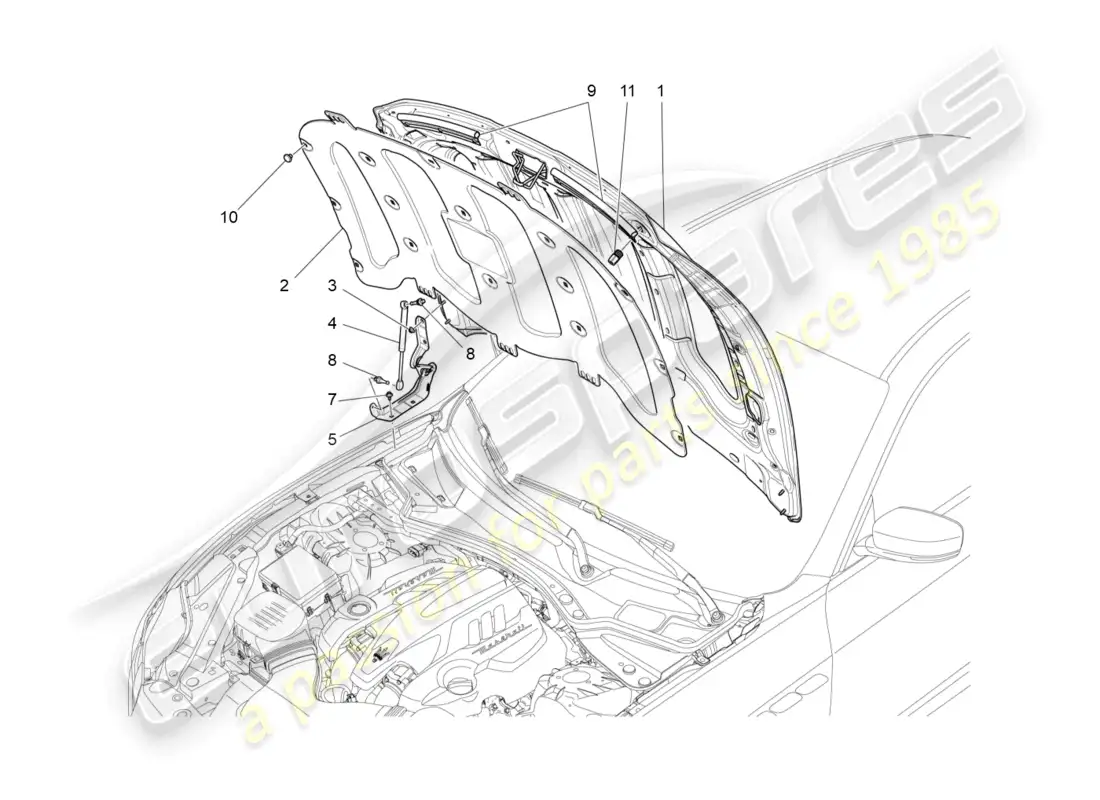 maserati ghibli (2014) tapa delantera diagrama de piezas