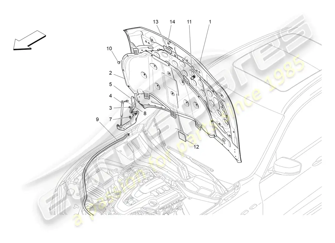 maserati levante (2017) tapa delantera diagrama de piezas