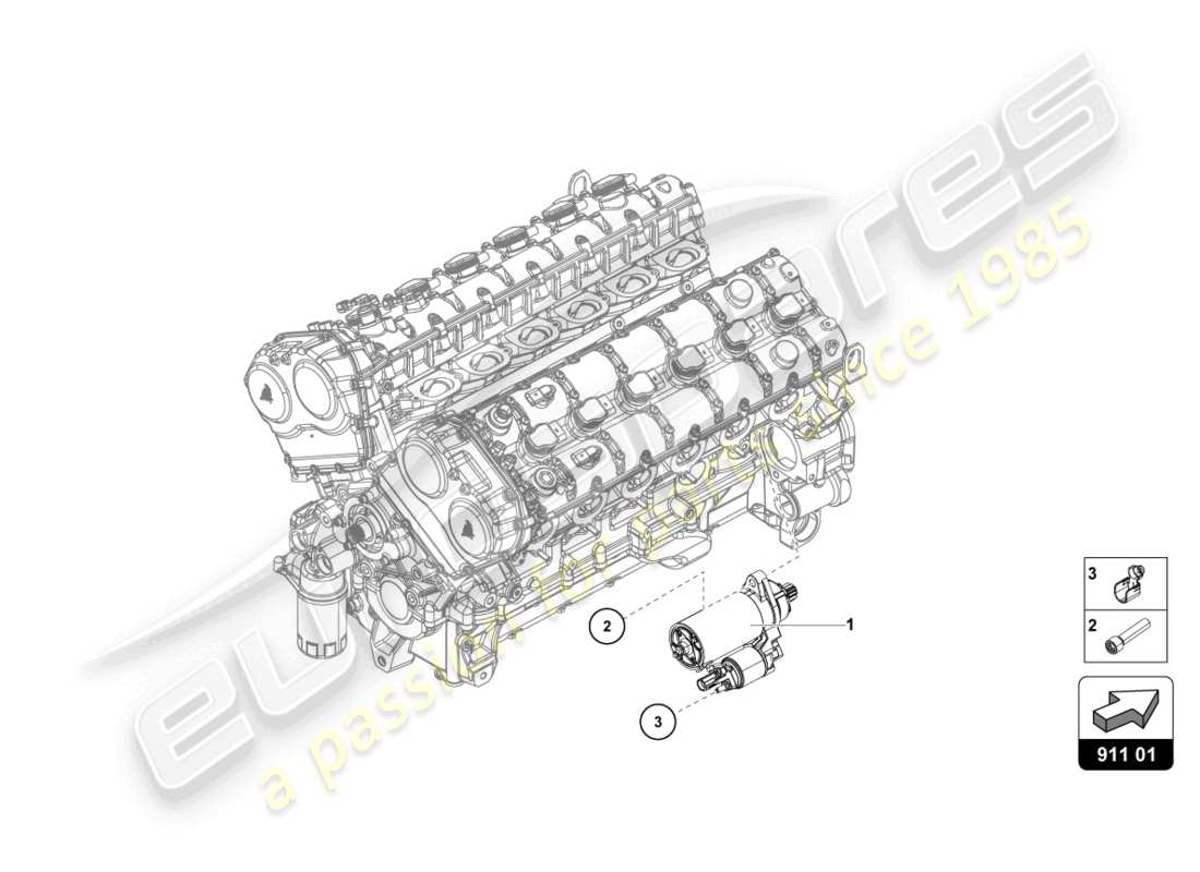 lamborghini 2018 (lp740-4 s coupe) diagrama de piezas del arranque