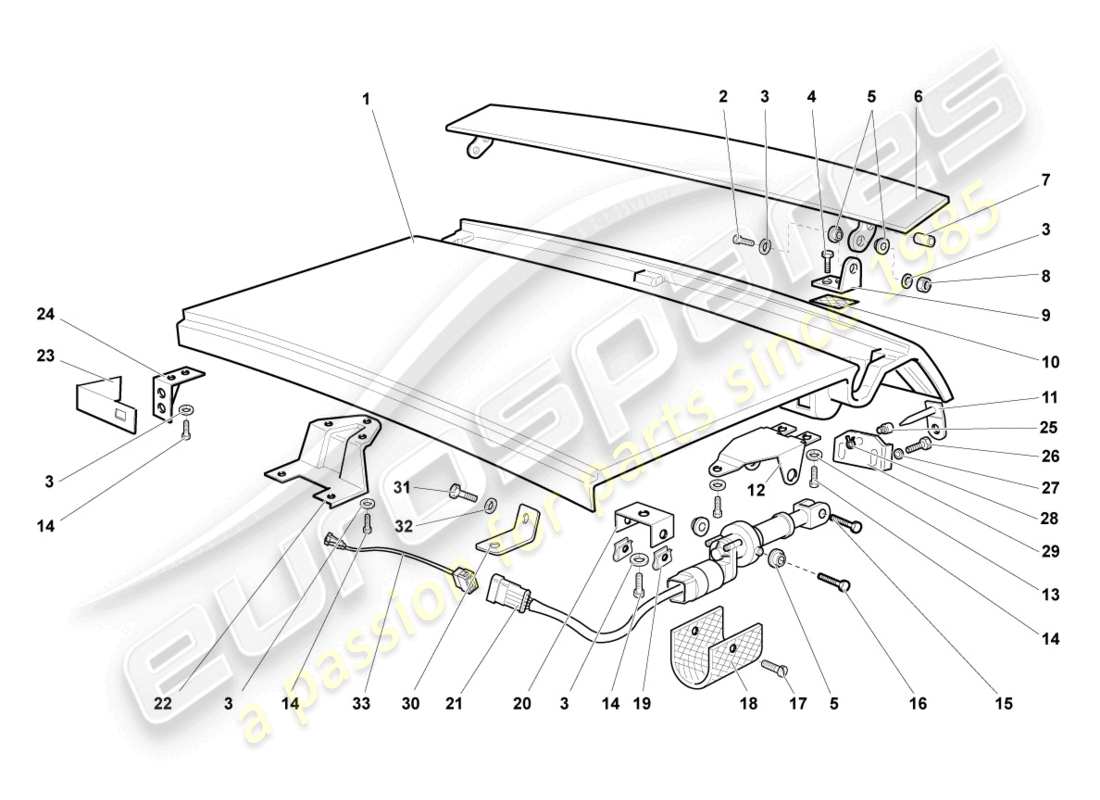 lamborghini murcielago coupe (2003) diagrama de piezas de la tapa trasera