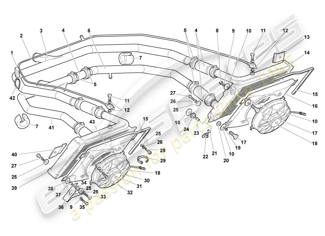 lamborghini murcielago coupe (2003) enfriador para refrigerante diagrama de piezas