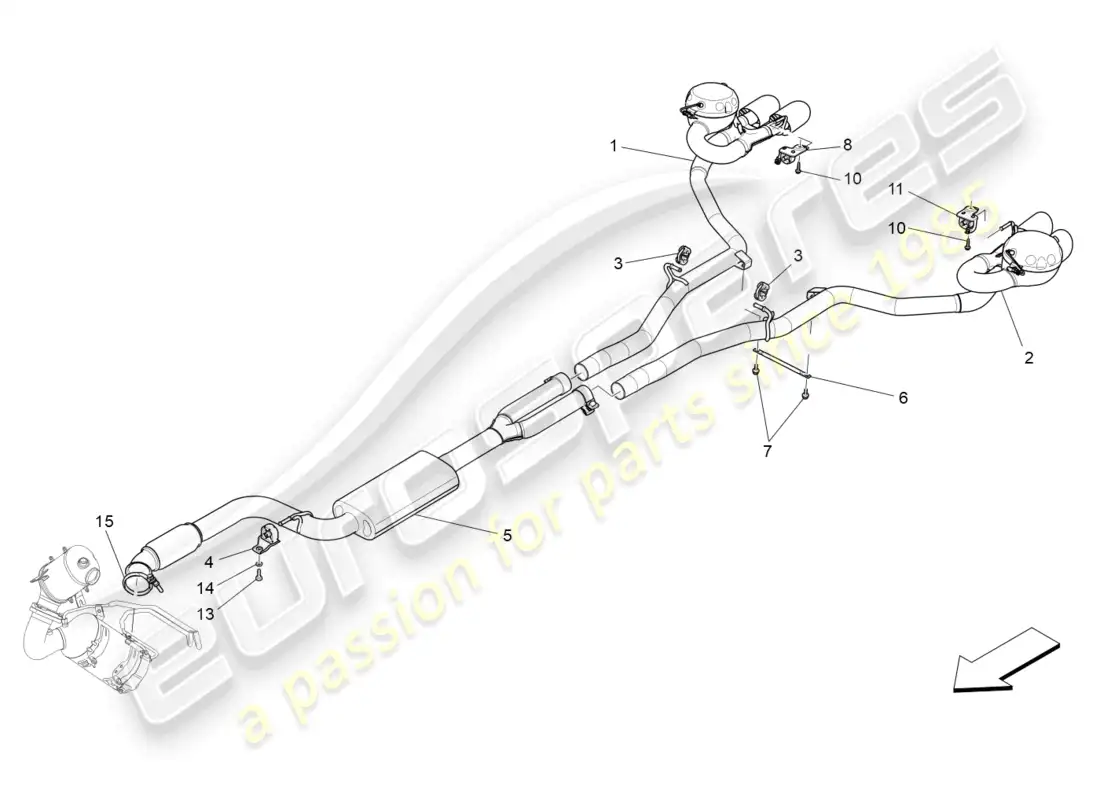 maserati ghibli (2014) silenciadores diagrama de piezas