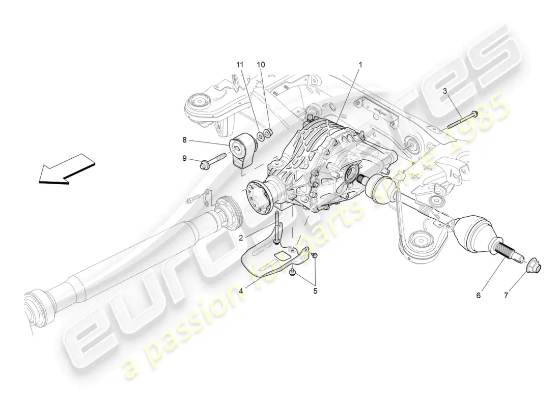 maserati ghibli (2014) ejes diferencial y eje trasero diagrama de piezas