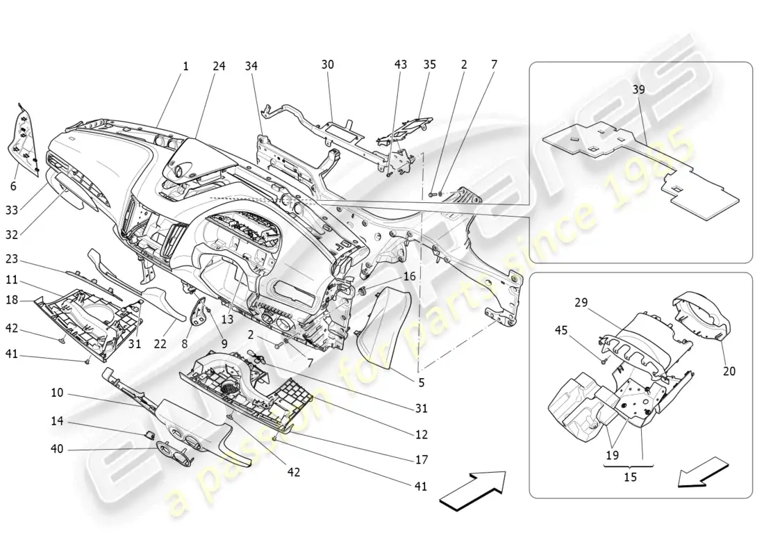 maserati levante gt (2022) unidad de tablero diagrama de piezas