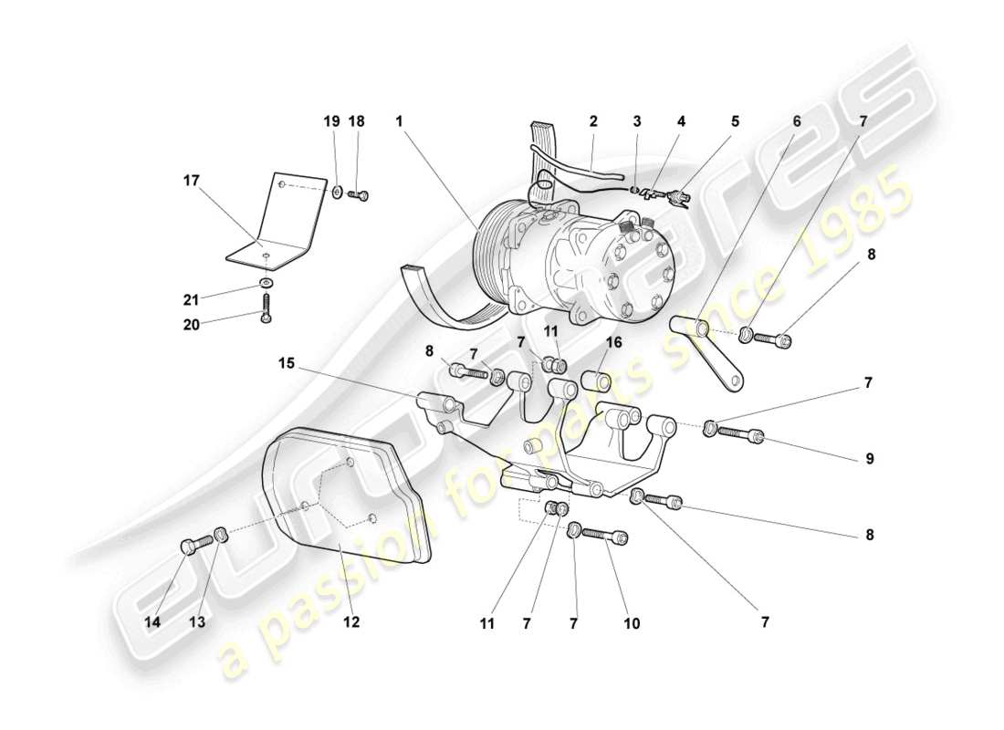 lamborghini murcielago coupe (2003) diagrama de piezas del compresor de a/c