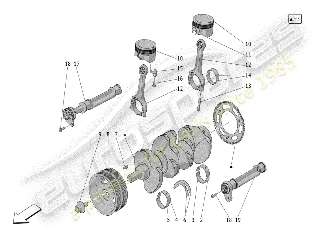 maserati grecale modena (2023) mecanismo de manivela diagrama de piezas