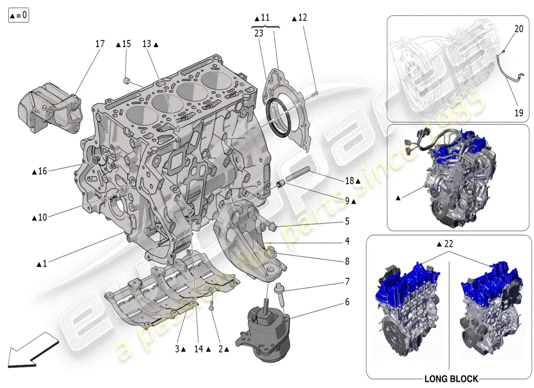 maserati grecale modena (2023) crankcase diagrama de piezas