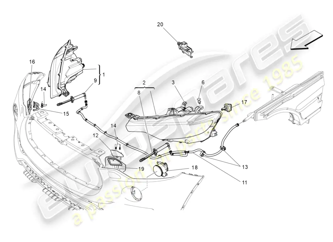 maserati levante (2020) grupos de faros diagrama de piezas