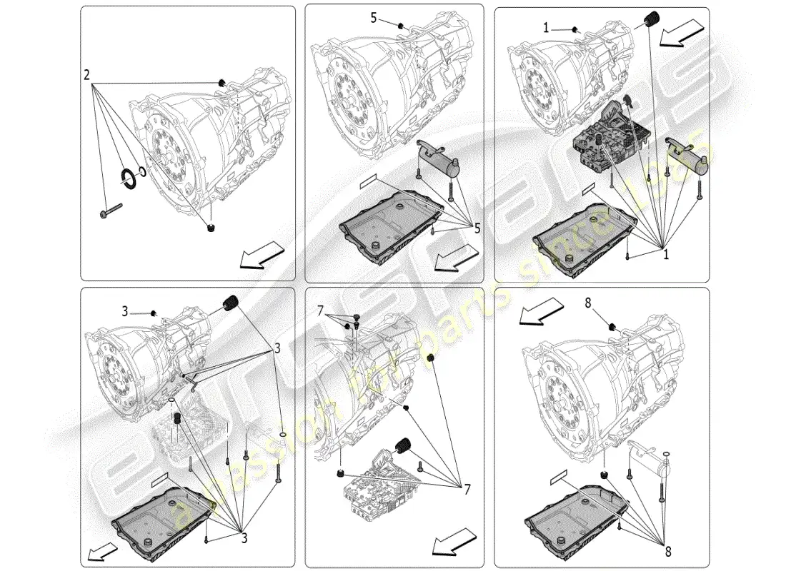 maserati grecale modena (2023) carcasas de caja de cambios diagrama de piezas