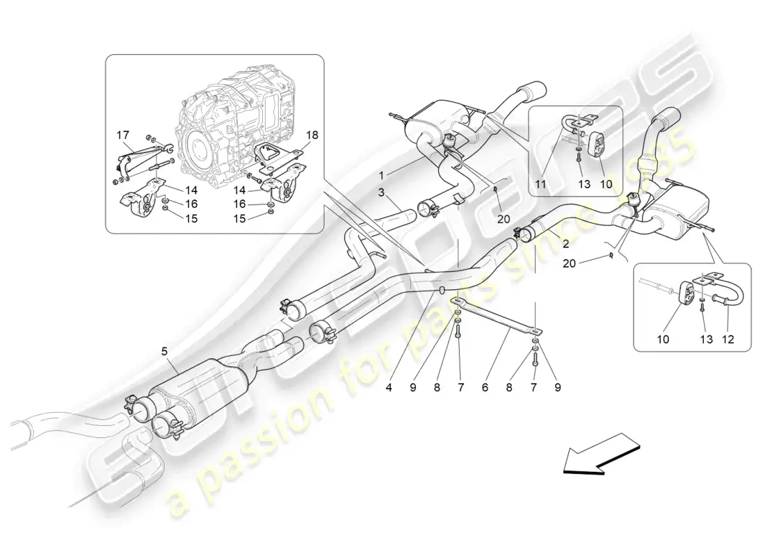 maserati granturismo mc stradale (2013) silenciadores diagrama de piezas