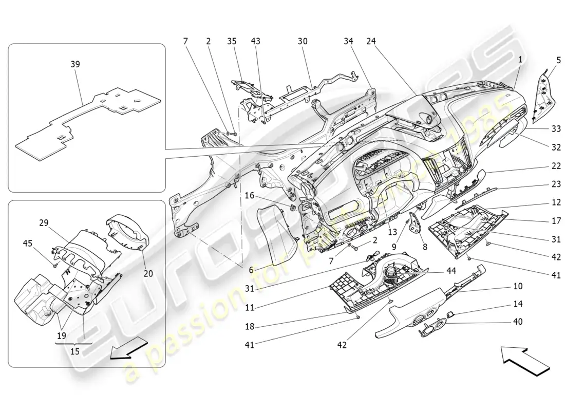 maserati levante modena (2022) unidad de tablero diagrama de piezas