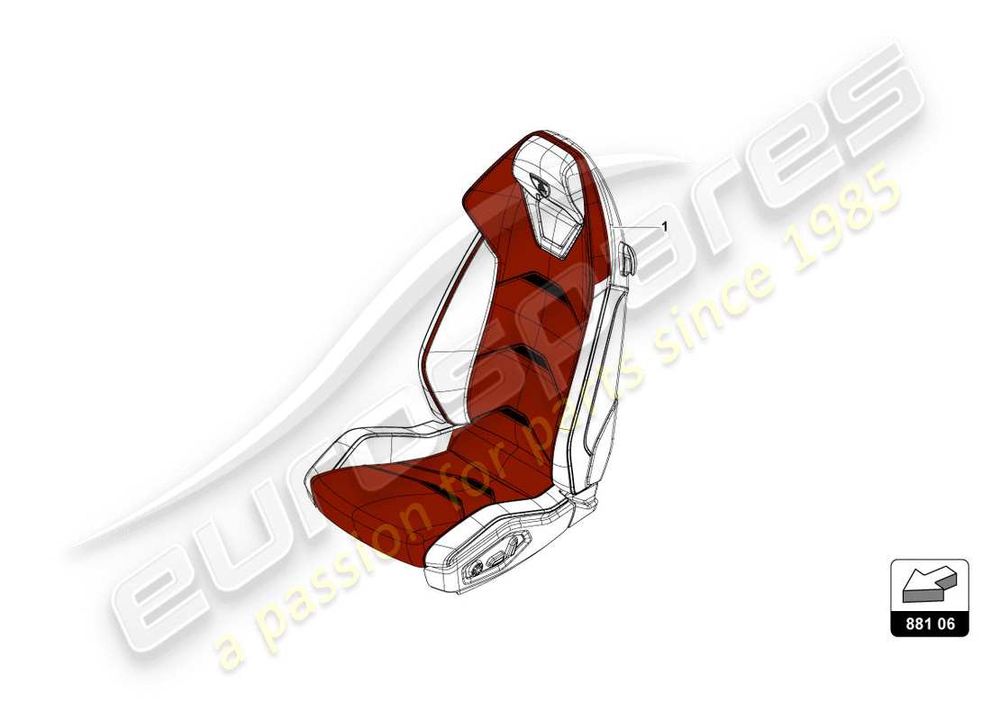 lamborghini performante coupe (2020) seat 'performante trim part diagram