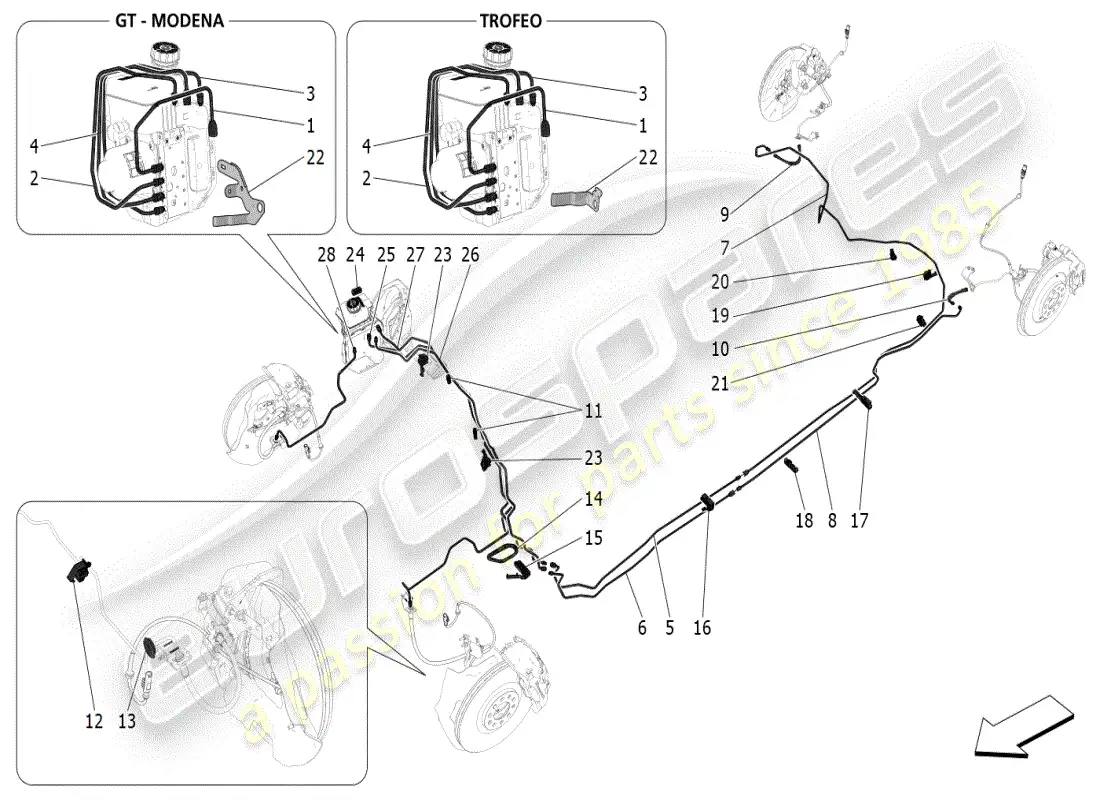 maserati grecale modena (2023) líneas diagrama de piezas