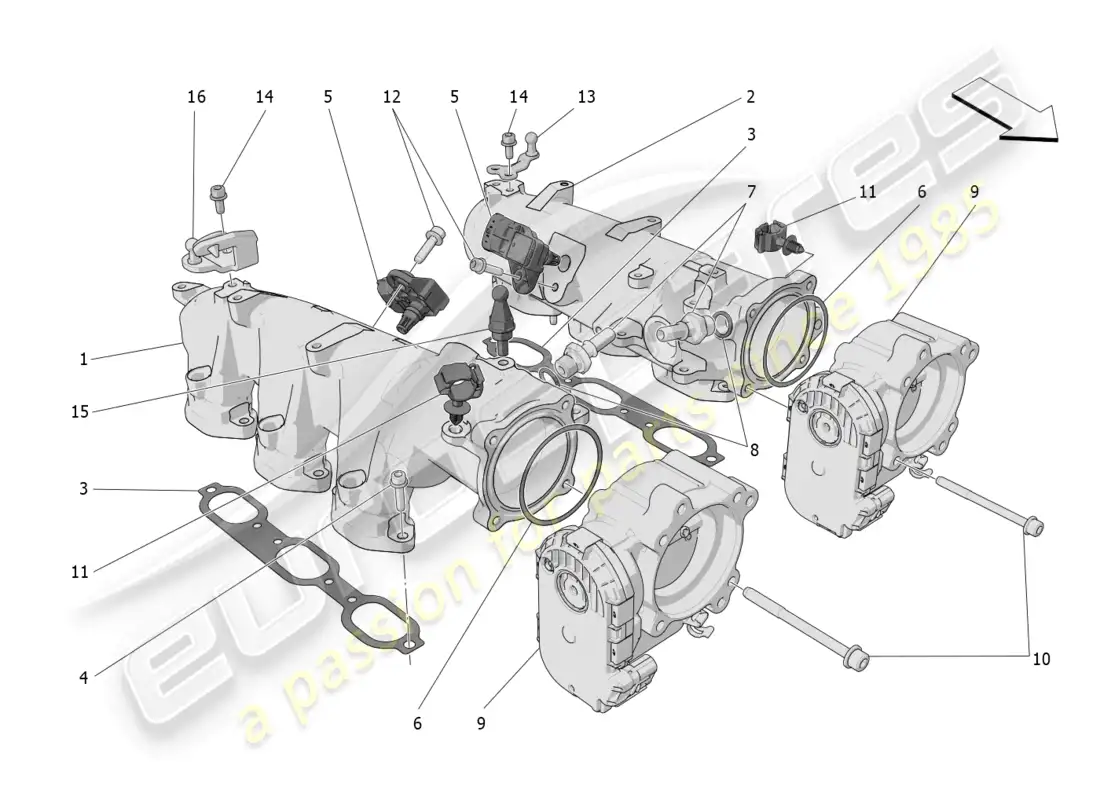 maserati grecale trofeo (2023) intake manifold and throttle body diagrama de piezas