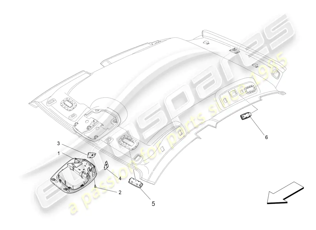 maserati levante (2018) dispositivos internos del vehículo diagrama de piezas
