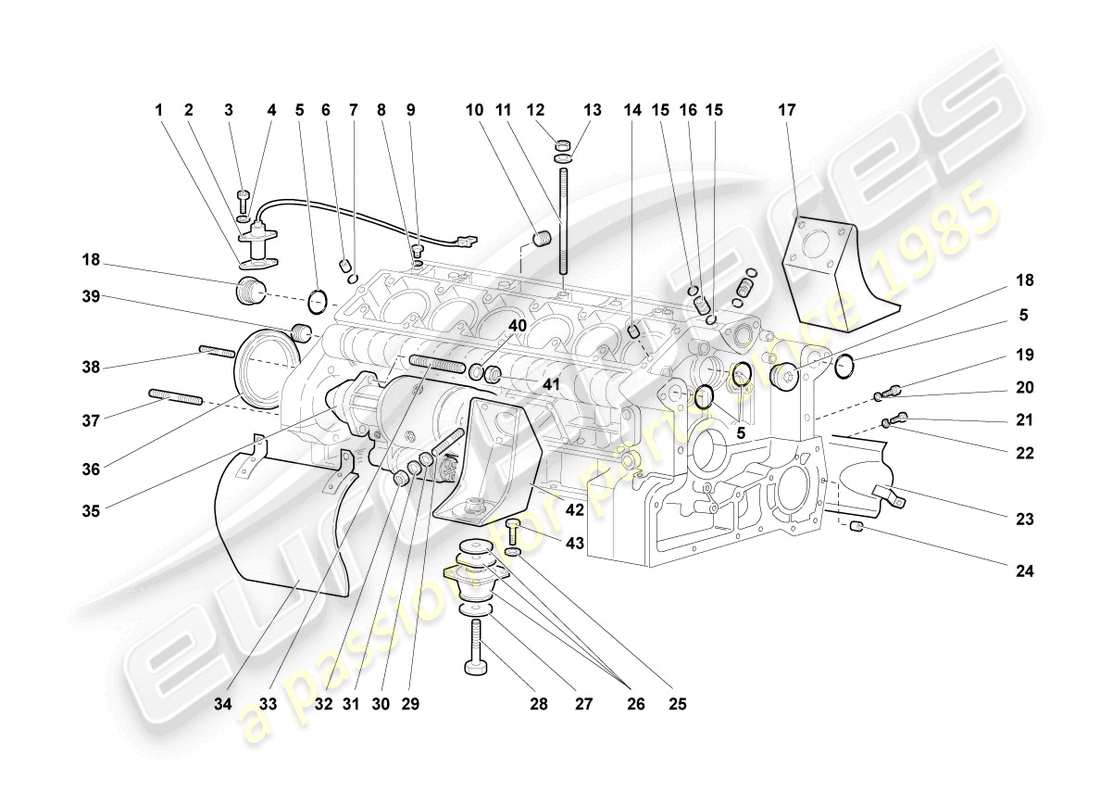 lamborghini murcielago coupe (2005) diagrama de piezas de la carcasa del cárter