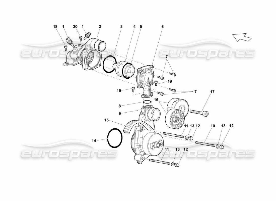 lamborghini murcielago lp670 diagrama de piezas de la bomba de agua