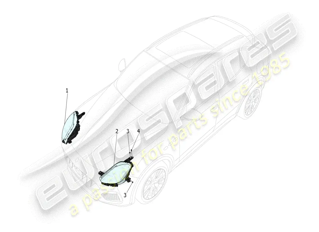 maserati grecale modena (2023) grupos de faros diagrama de piezas