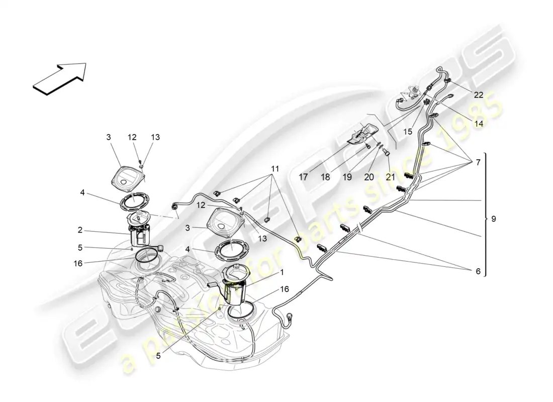 maserati ghibli (2015) bombas de combustible y líneas de conexión diagrama de piezas