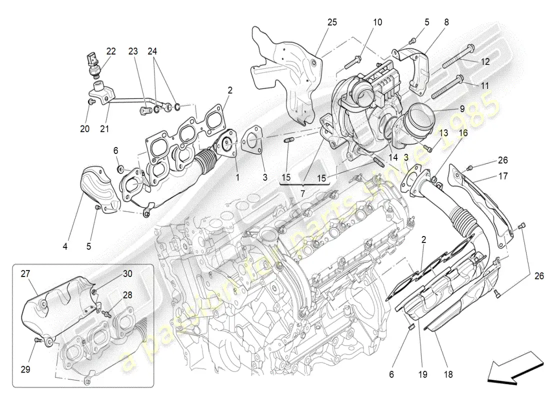 maserati ghibli (2021) sistema de turboalimentación: equipos diagrama de piezas