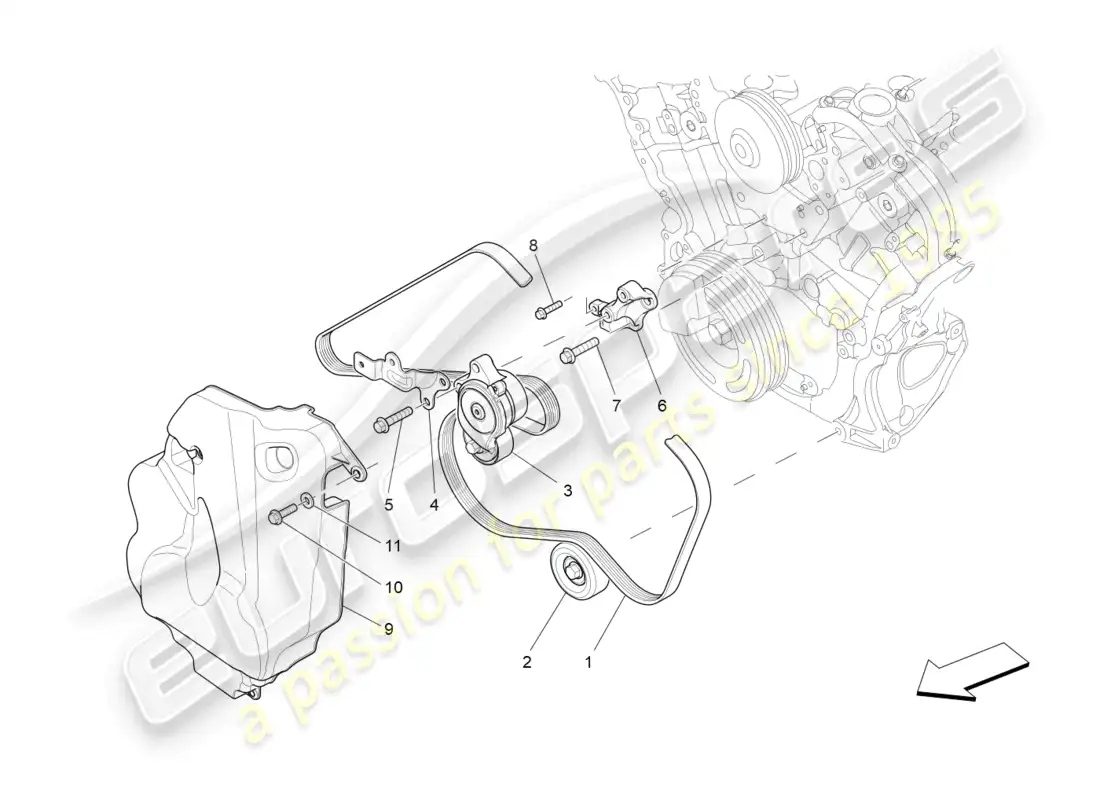 maserati ghibli (2015) correas de dispositivos auxiliares diagrama de piezas