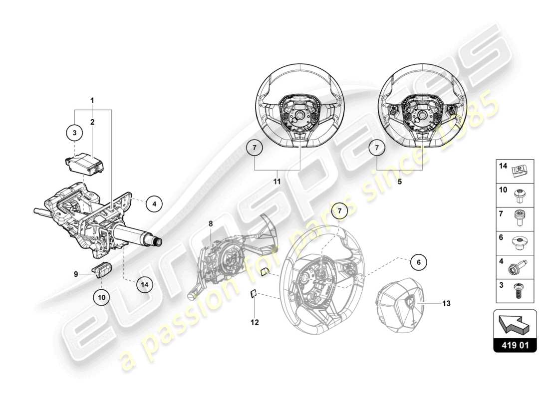 lamborghini 2015 (lp720-4 roadster 50) diagrama de piezas del sistema de dirección