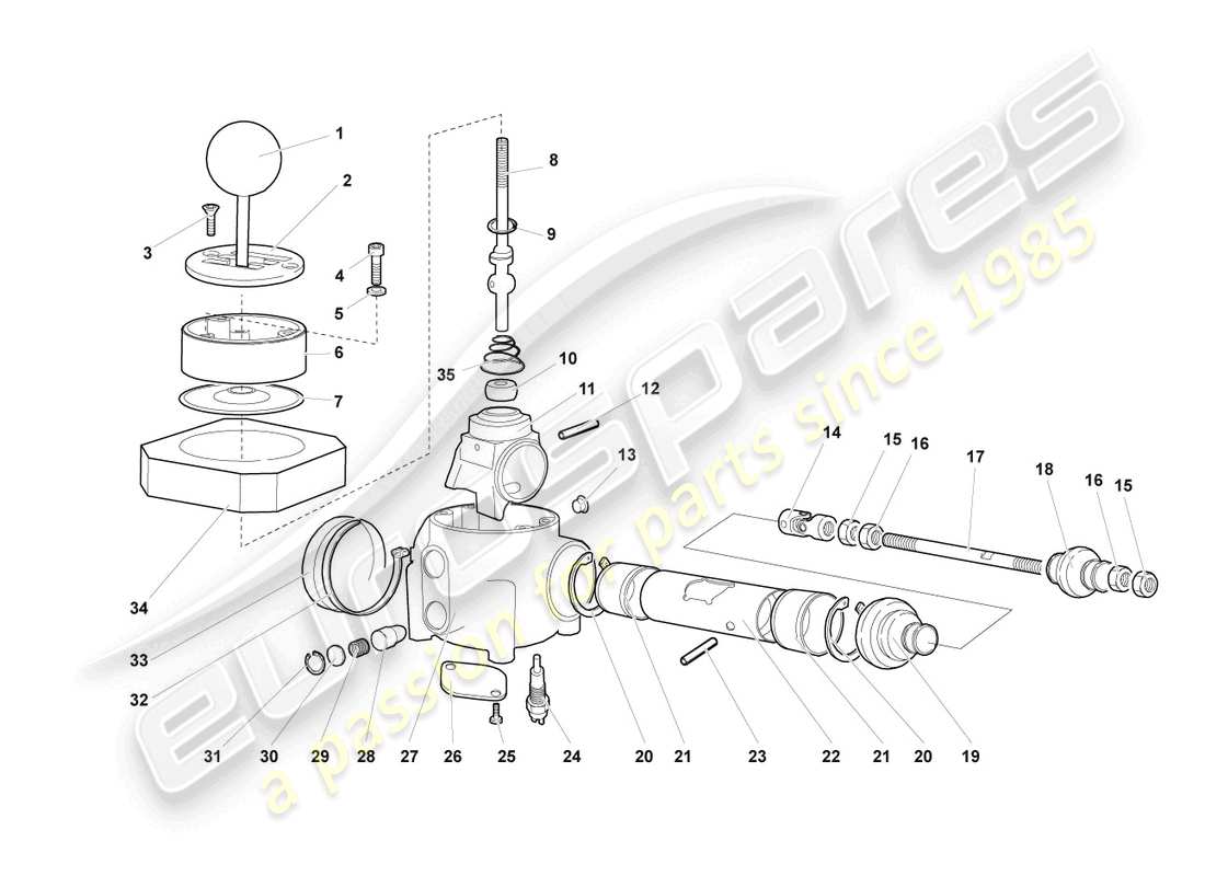 lamborghini murcielago coupe (2003) montaje para mecanismo de cambio diagrama de piezas