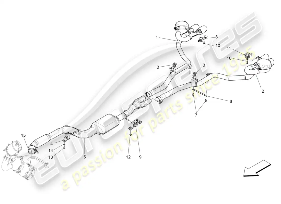 maserati ghibli (2016) silenciadores diagrama de piezas