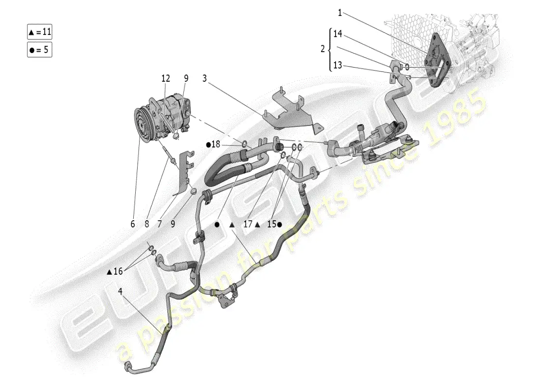 maserati grecale modena (2023) unidad de a/c: dispositivos del compartimiento del motor diagrama de piezas
