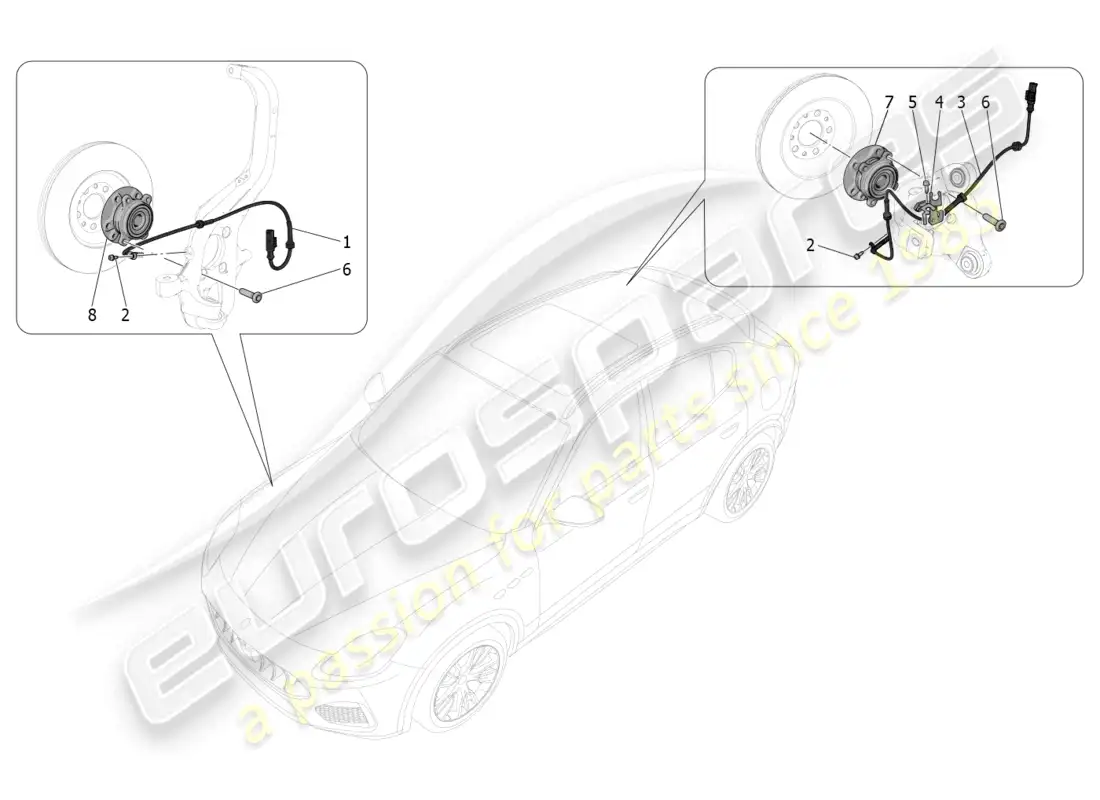 maserati grecale trofeo (2023) sistemas de control de frenado diagrama de piezas