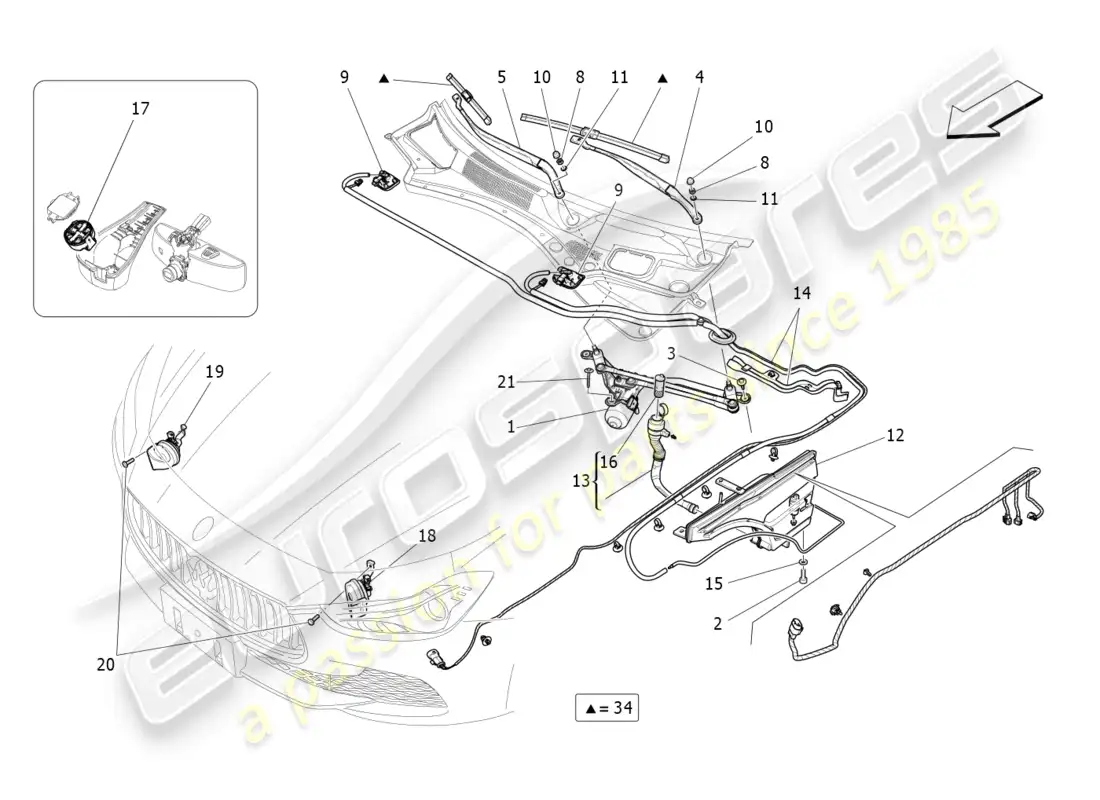 maserati ghibli (2015) dispositivos externos del vehículo diagrama de piezas