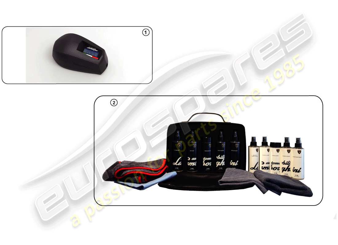 lamborghini huracan lp580-2 coupe (accessories) juego de agentes de limpieza diagrama de piezas