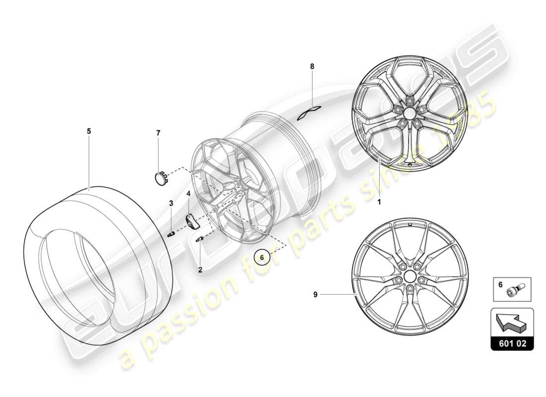 lamborghini 2014 (lp720-4 roadster 50) ruedas/neumáticos traseros diagrama de piezas