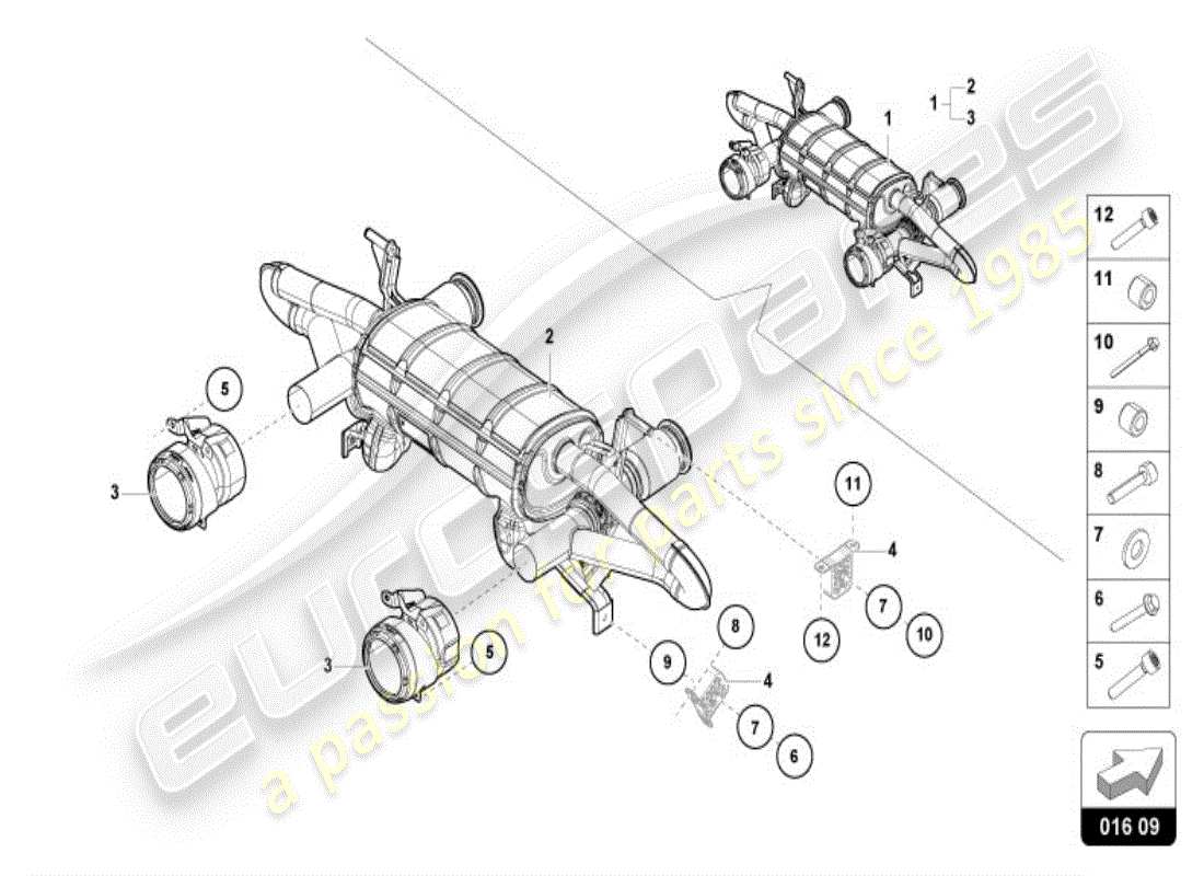 lamborghini accessories (performante coupe) diagrama de piezas del sistema de escape deportivo (compl.)