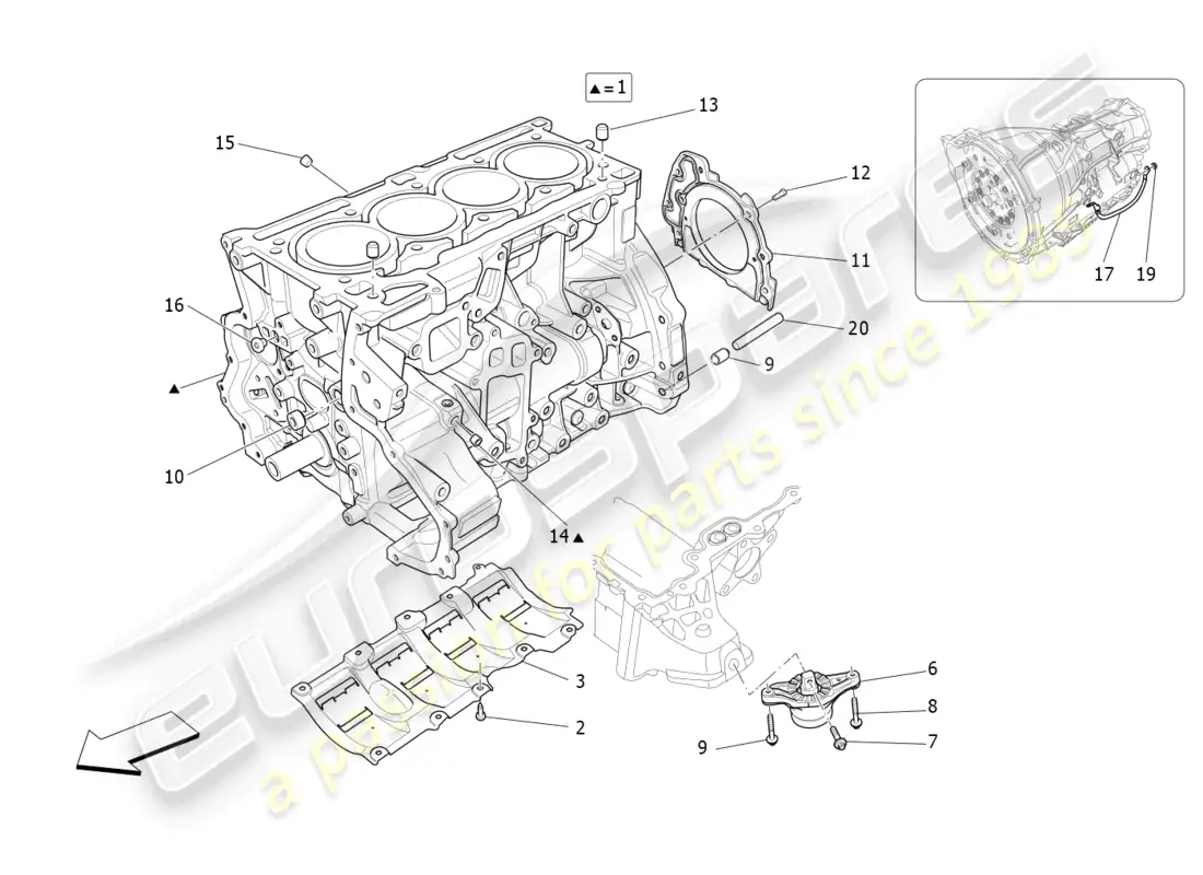 maserati levante gt (2022) crankcase diagrama de piezas