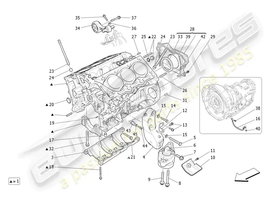 maserati ghibli (2015) crankcase diagrama de piezas