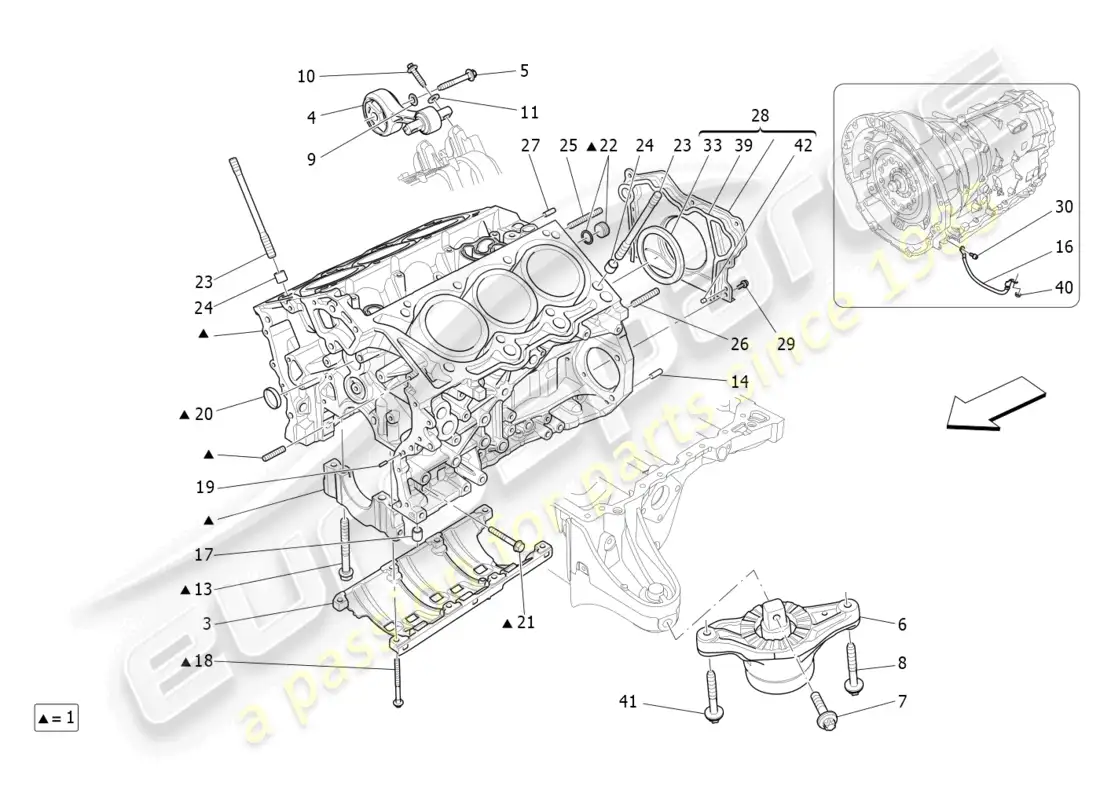maserati levante gt (2022) crankcase diagrama de piezas
