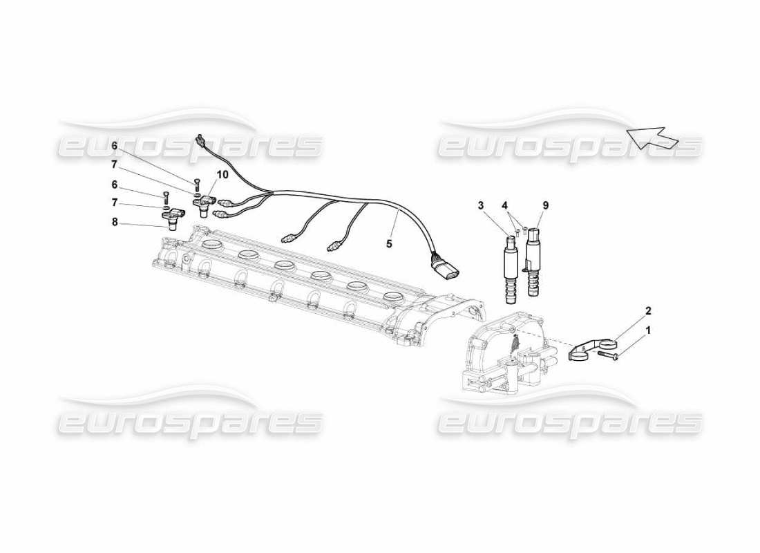 lamborghini murcielago lp670 diagrama de piezas de la culata rh de los sensores de fase