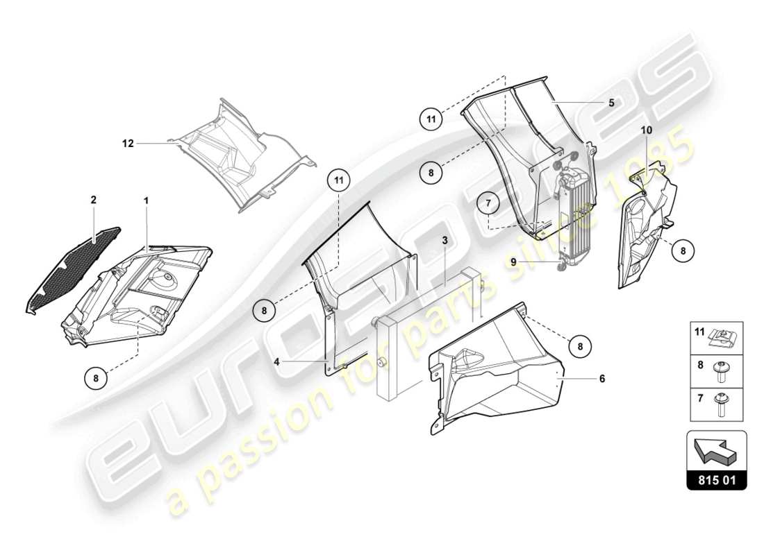 lamborghini 2013 (lp700-4 coupe) diagrama de piezas de cartón para conductos de aire