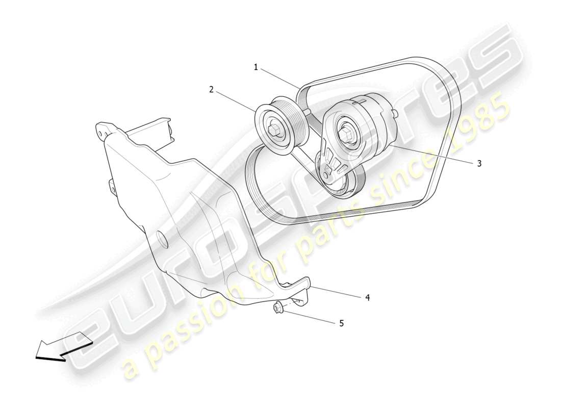 maserati levante gt (2022) correas de dispositivos auxiliares diagrama de piezas