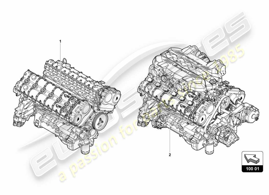 lamborghini centenario roadster (2017) motor diagrama de piezas